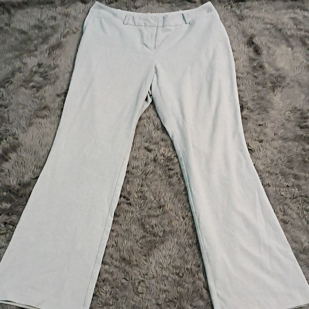 Worthington Women's Gray Solid Straight Leg Dress Pants Flat Front Inseam 28 10